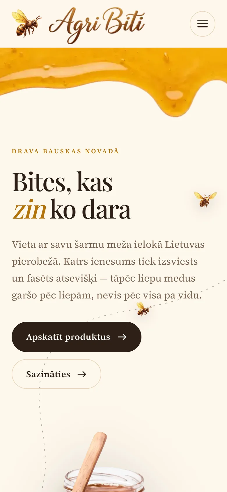 Agri Biti Medus website on a phone