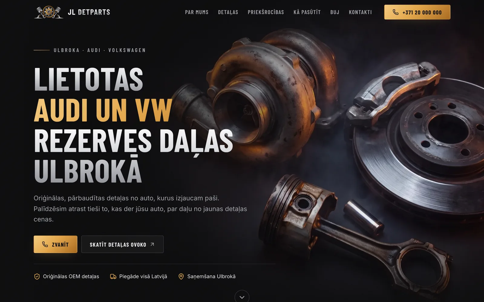JL DetParts website on a desktop screen